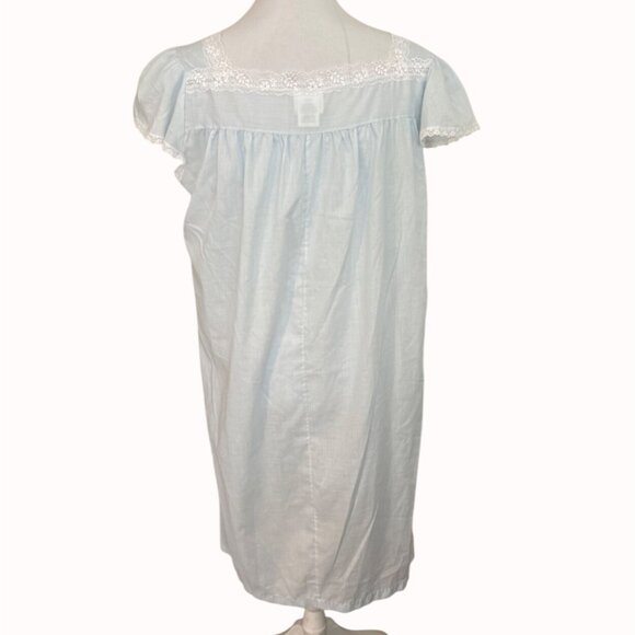 Adonna Light Blue Nightgown Size L Lace Trim Cap Sleeve VTG Cotton Blend USA - Picture 4 of 13